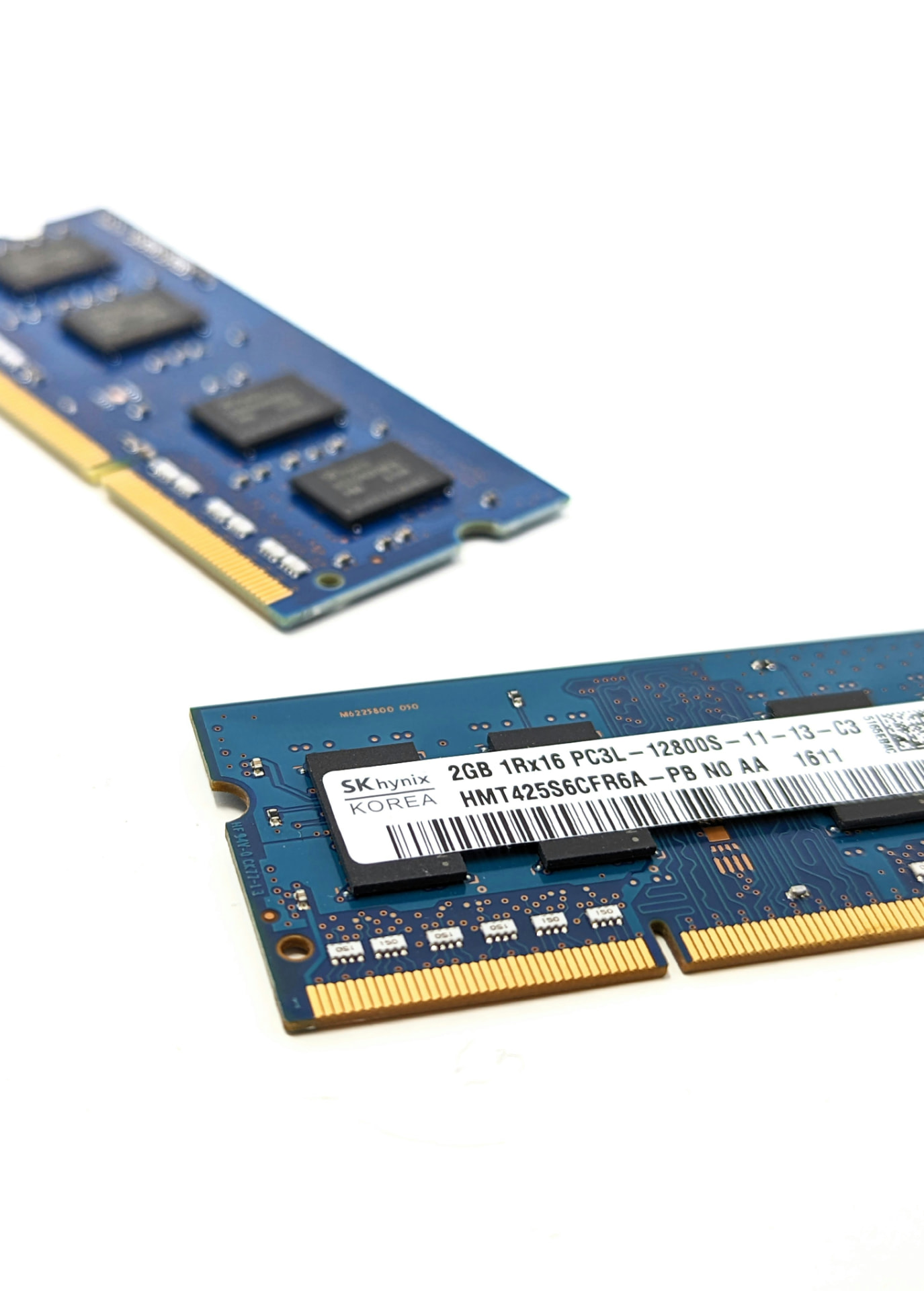 Laptop memory modules ready for a compatible RAM upgrade
